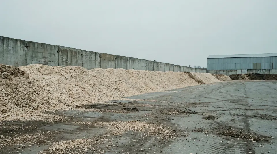 Бурт щепы на открытой площадке